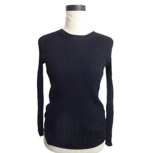 NWOT Everlane Viscose Knit Crew Rib Black Top Size S